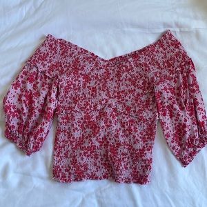 Cupcakes and Cashmere Pink Floral Smocked Top